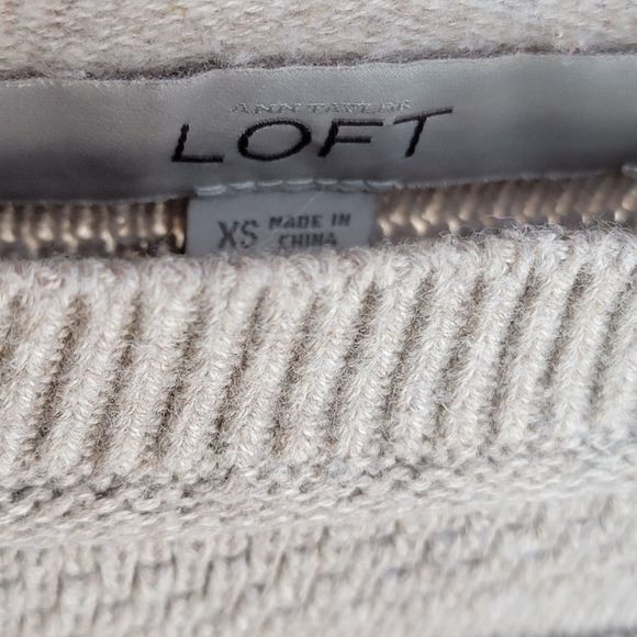 LOFT Cream Ivory 100% Cotton Cable Knit Sweater Crew Neck Women XS - Picture 4 of 8